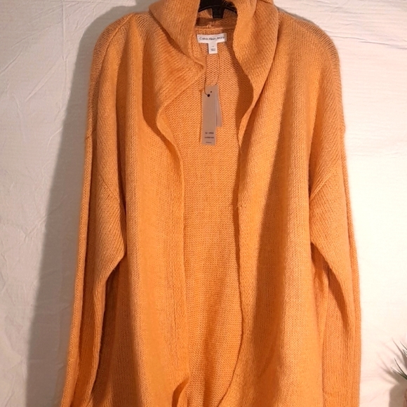 CALVIN KLEIN HOODED long sleeve Duster  KNITTED SWEATER - Picture 2 of 4